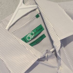 Bianco Brioni Men's Striped Shirt 16 Long Sleeve Button Dress Shirt